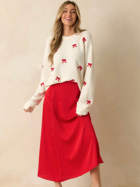 ZSupply Northpointe Satin Midi Skirt - Festive Red
