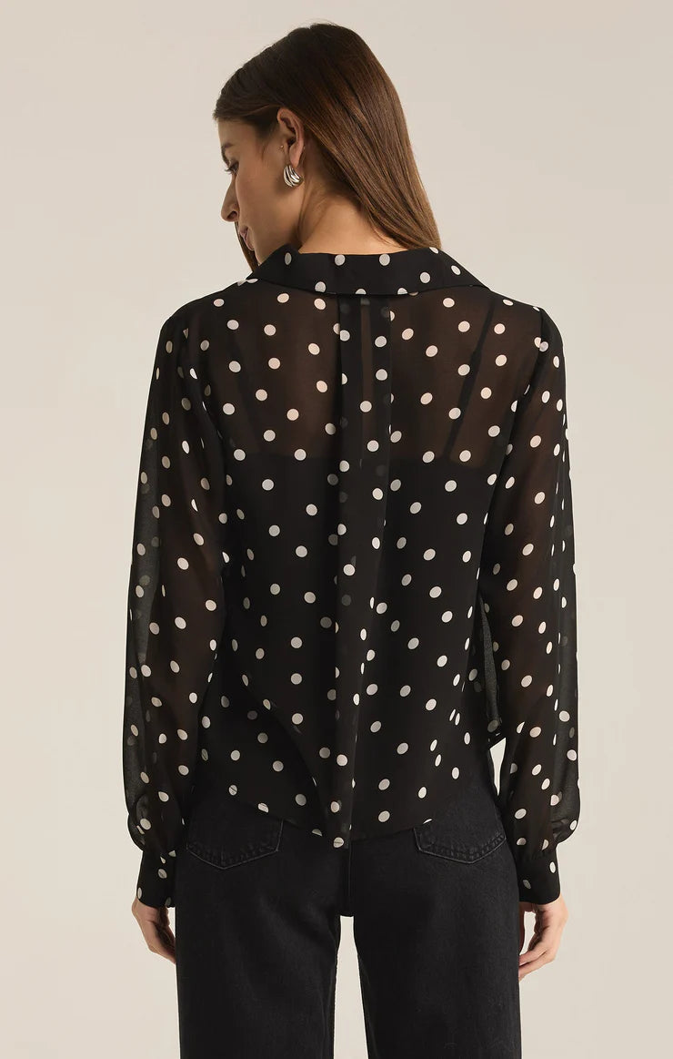 ZSupply Vivienne Polka Dot Crepe Top - Black