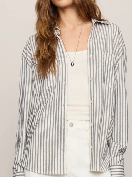 ZSupply Reese Button Up Stripe Top - Eclipse