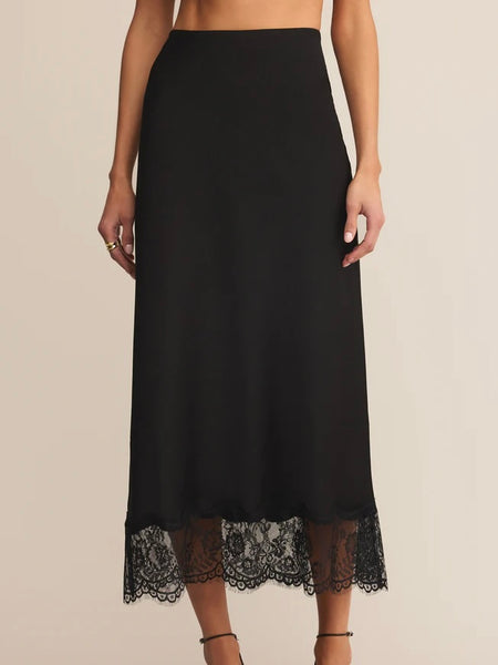 ZSupply Cinder Lace Satin Midi Skirt - Black