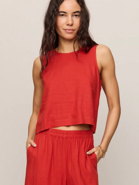 ZSupply Sloane Linen Top - Chili Pepper