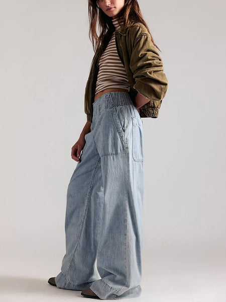 Free People Breezy Denim Pull-On Jeans- Dusk