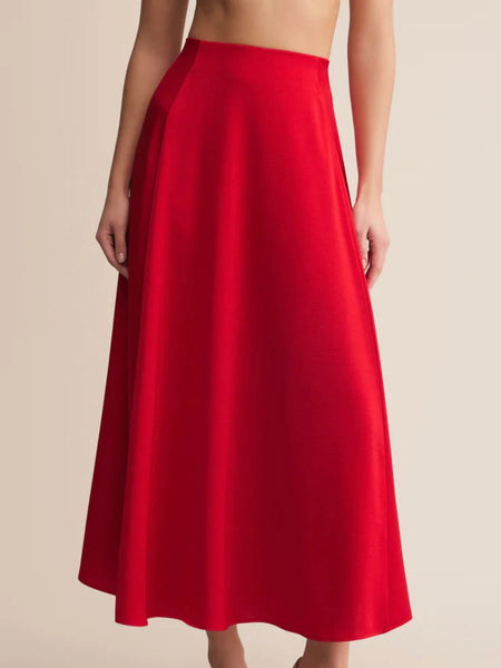ZSupply Northpointe Satin Midi Skirt - Festive Red