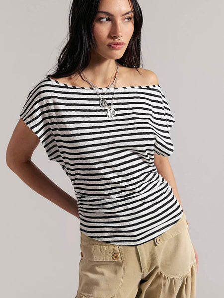 Free People Ellie Off-The-Shoulder Top- Black Combo