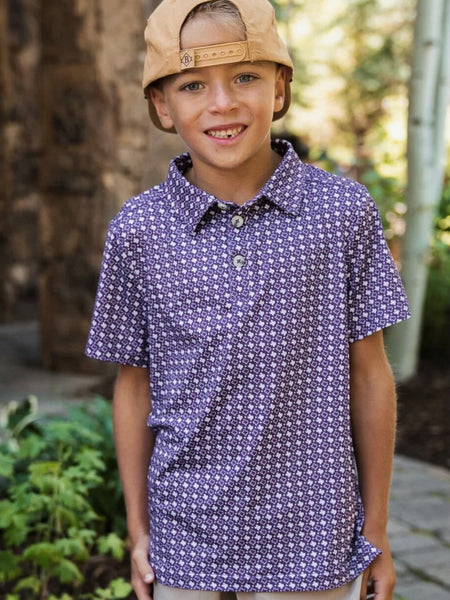 Burlebo Youth Performance Polo - Texas - Purple & White