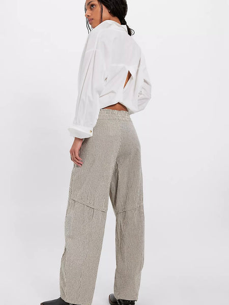 Free People Something Good Barrel Pants- Ivory Combo