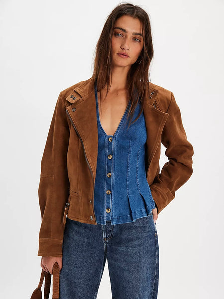 Free People Dylan Denim Vest - Medium Blue