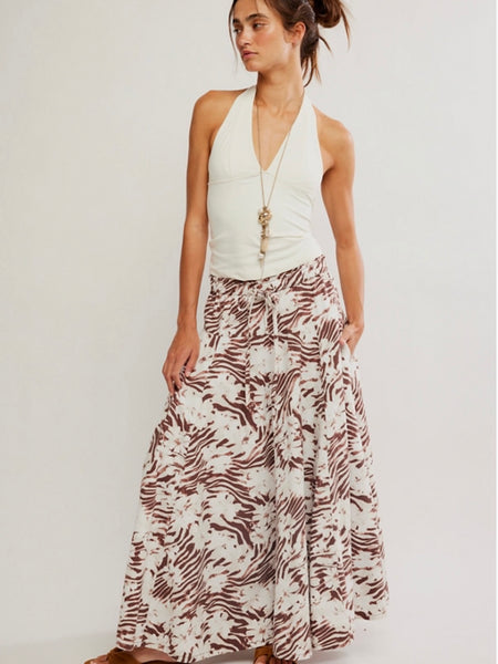 Free People Zephyr Maxi Skirt - Chocolate Combo