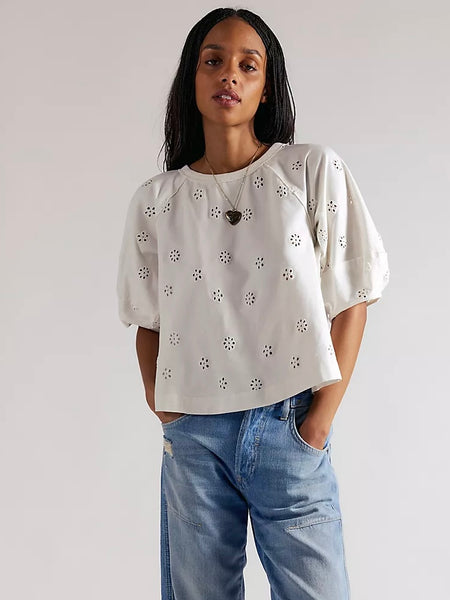 Free People Jessie Eyelet Tee - Whispering White