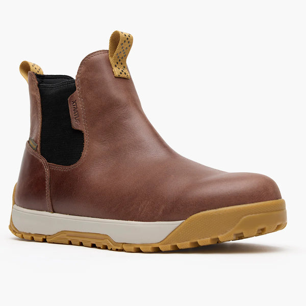 XtraTuf Men’s Waterproof Leather Ankle Deck Boot - Earth Brown