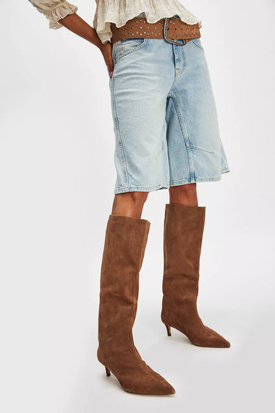Kiki Kitten Heel Boots - Tan Suede