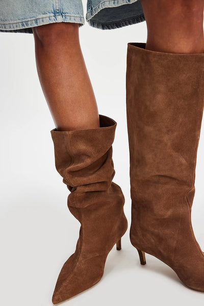 Kiki Kitten Heel Boots - Tan Suede