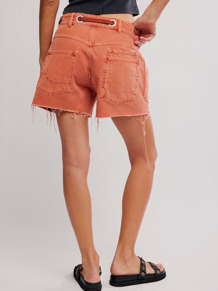 Free People Moxie Barrel Shorts - Sunset