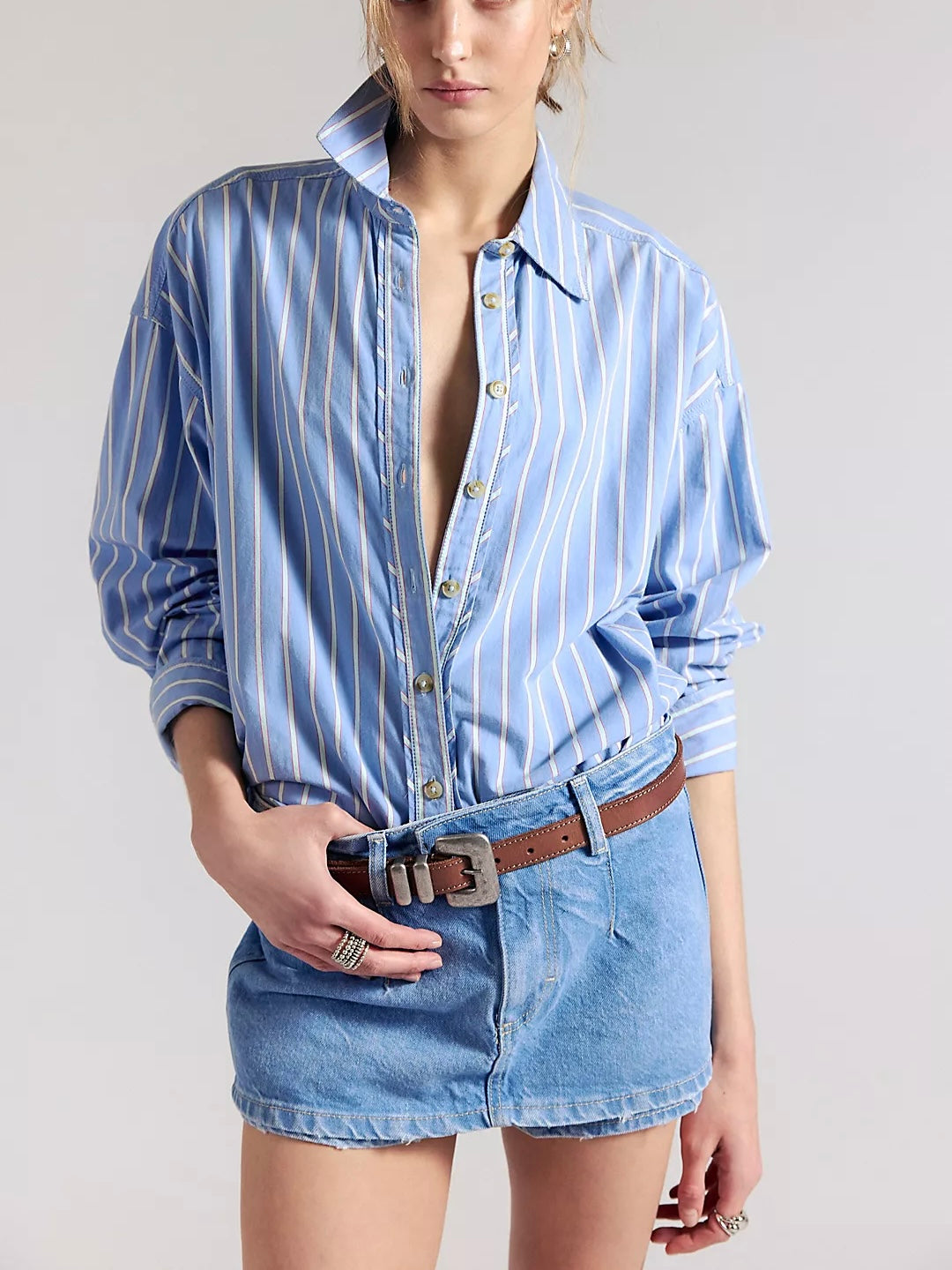 Free People Gallivanting Peekaboo Skort - Oasis Blue