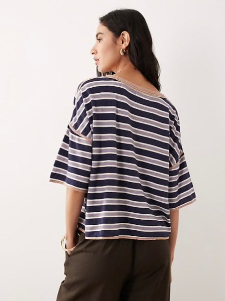 Free People Clean Lines Rugby Tee - Navy Combo