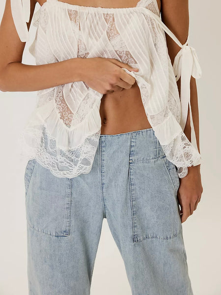 Free People Breezy Denim Pull-On Jeans- Dusk