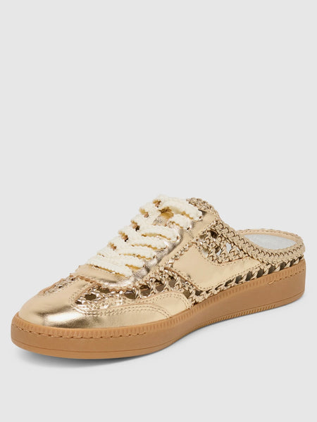 Notice Slide on Sneaker - Gold Woven Stella