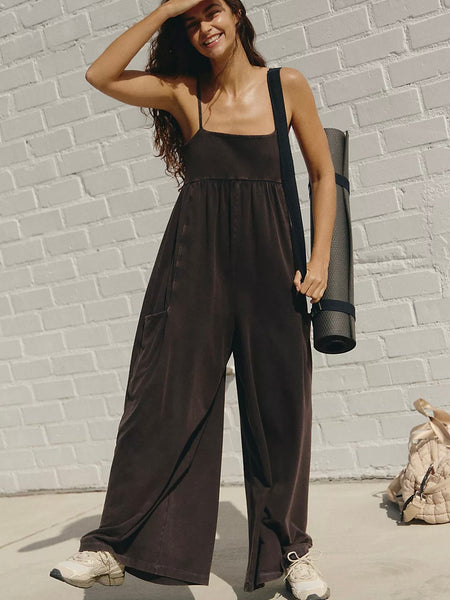 Free People Hot Shot Strappy Onesie - Black