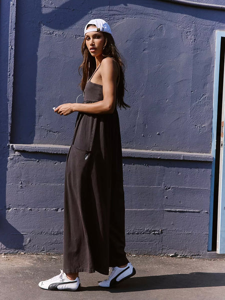 Free People Hot Shot Strappy Onesie - Black