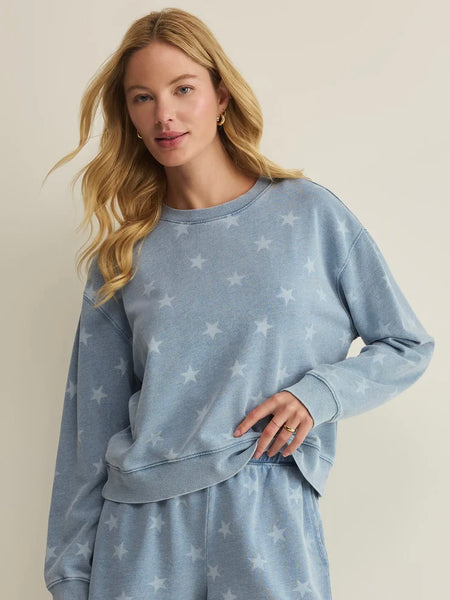 ZSupply Written Stars Sweatshirt- Ocean Air Indigo