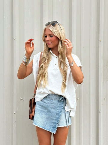 Free People Emmy Denim Skort- Light Blue Wash