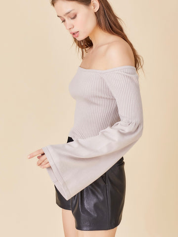 Off Shoulder Bell Sleeve Sweater