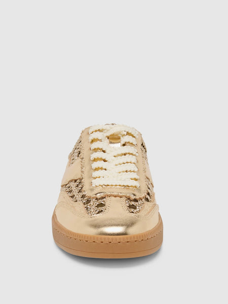 Notice Slide on Sneaker - Gold Woven Stella