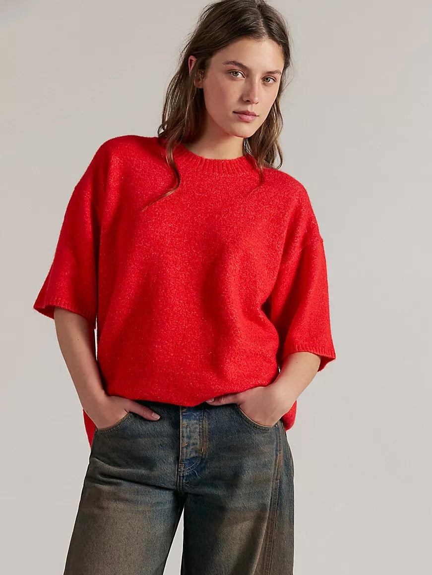 Free People Margot Sweater Tee - Cherry Pop