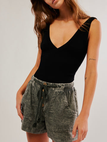 Free People Westmoreland Linen Shorts- Dried Basil