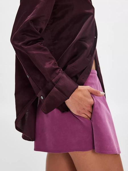 Free People Paradise Found Suede Skort - Mulberry