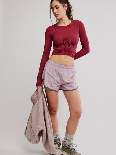 Free People Tempo Ruched Long Sleeve - Brick