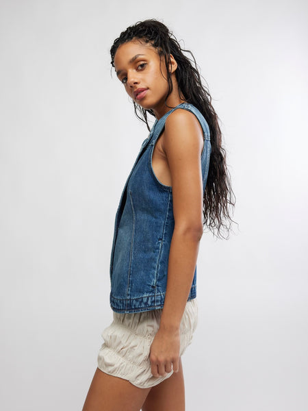 Free People Maris Denim Top- Wall Flower