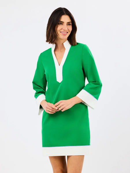 Brenda Dress- Green + White