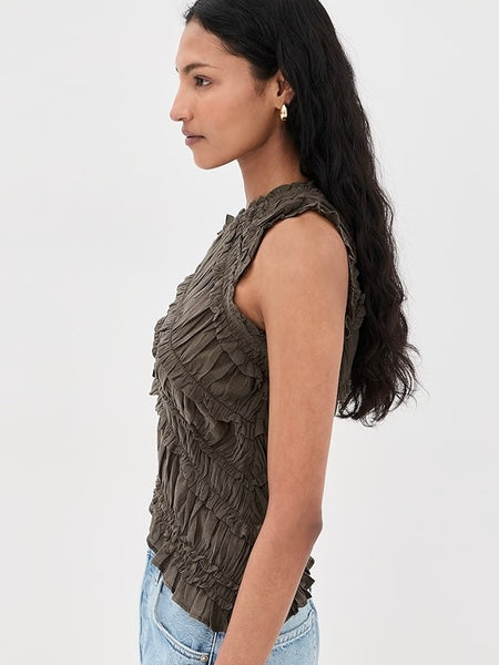 Free People Pink Sands Smocked Top - Chocolate
