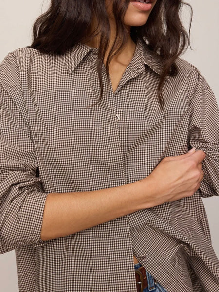 ZSupply On Duty Gingham Button Up - Dark Chocolate