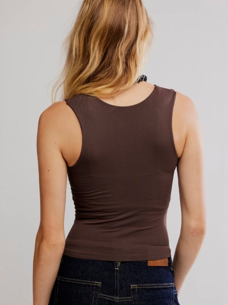 Free People Clean Lines Muscle Cami - Brown