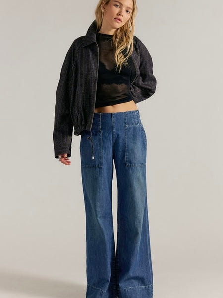 Free People Breezy Denim Pull-On Jeans- All