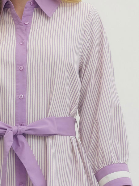Entro Striped Mini Dress - Purple