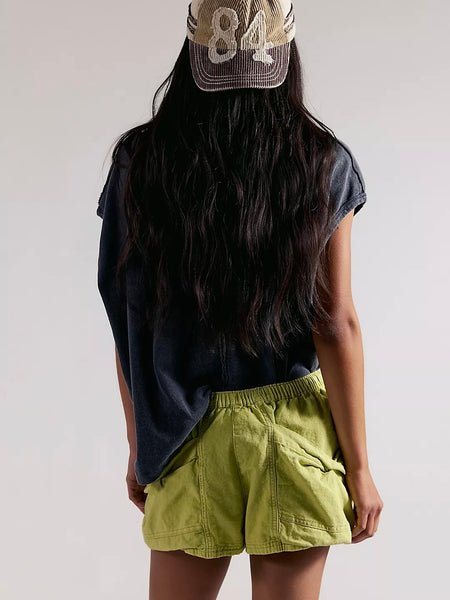 Free People Good Fortune Linen Shorts  - Warm Olives