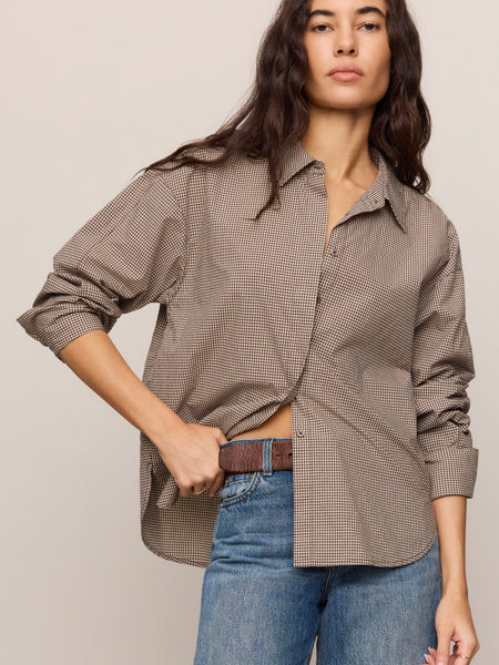 ZSupply On Duty Gingham Button Up - Dark Chocolate