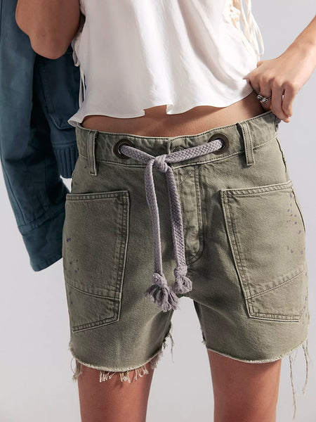 Free People Moxie Barrel Shorts - Fern