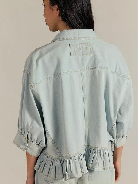 Free People Bailey Denim Shirt - Light Tint Wash