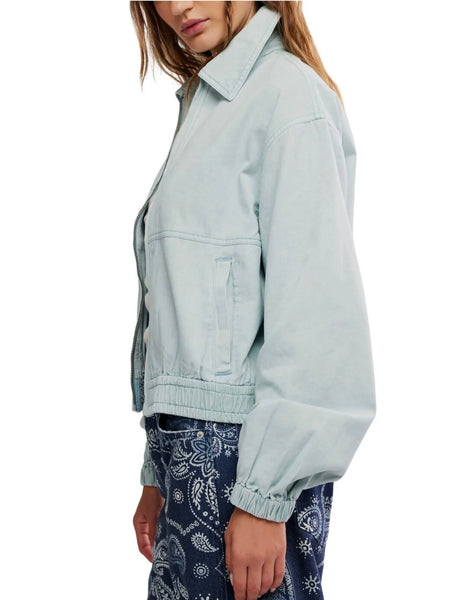 Free People Birdie Track Jacket - Pearl Blue