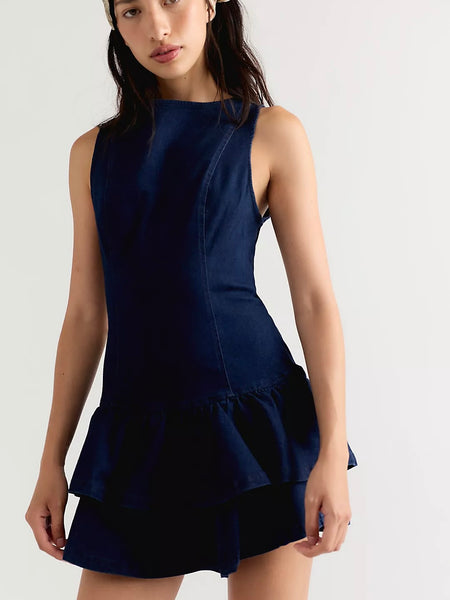 Free People Slow Burn Denim Dress - Ultramarina Wash