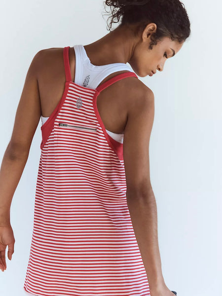 Free People Hot Shot Striped Mini Dress- Court Striped Grapefruit