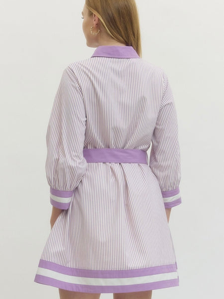 Entro Striped Mini Dress - Purple