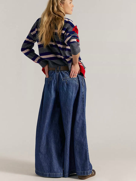 Free People Scout Wide Leg Jeans - Deep Indigo