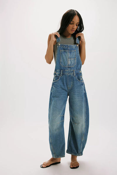 Free People Good Luck Barrel Overalls- All