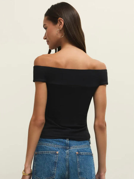 ZSupply Second Skin Off Shoulder Top - Black