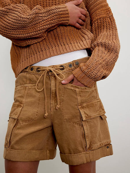 Free People Frankie Washed Shorts - Iced Coffee